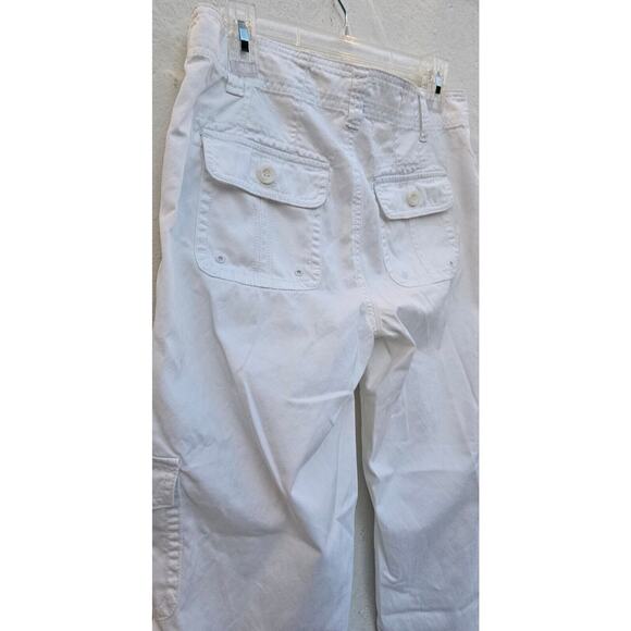 Caslon Womens Capri Pants 4 Small White Cargo Bermuda Cotton Pockets Cropped - Picture 10 of 14